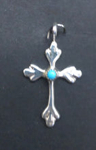 Load image into Gallery viewer, Turquoise Cross Sterling Silver Necklace Pendant
