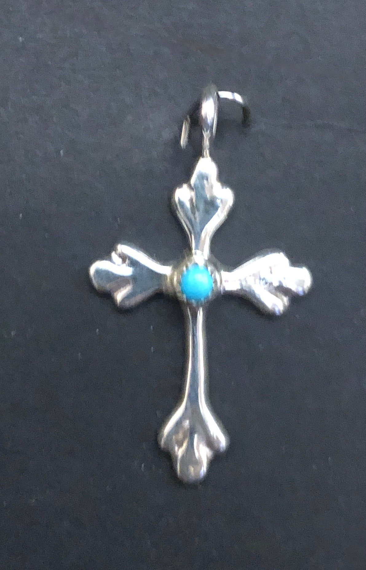Sold at Auction: Native American Sterling Silver Turquoise Cross Necklace