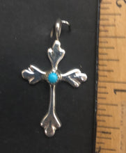 Load image into Gallery viewer, Turquoise Cross Sterling Silver Necklace Pendant
