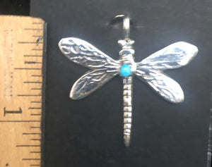 Turquoise Sterling Silver Dragonfly Necklace Pendant