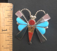 Load image into Gallery viewer, Multi Stone Sterling Silver Butterfly Necklace Pendant/Pin
