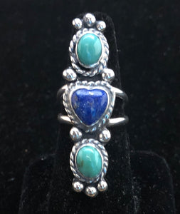 Turquoise & Lapis Sterling Silver Ring