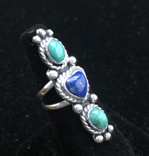 Load image into Gallery viewer, Turquoise &amp; Lapis Sterling Silver Ring
