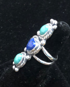 Turquoise & Lapis Sterling Silver Ring