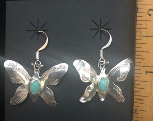 Turquoise Sterling Silver Butterfly Earrings
