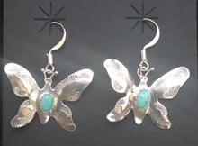 Load image into Gallery viewer, Turquoise Sterling Silver Butterfly Earrings
