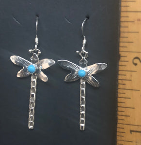 Turquoise Sterling Silver Dragonfly Earrings
