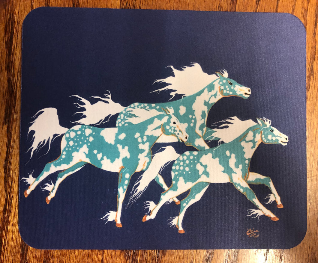 Three Ghost Ponies mouse pad