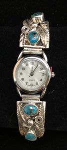 Turquoise sterling silver watch band