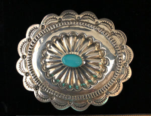 Turquoise sterling silver belt buckle