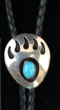 Load image into Gallery viewer, Turquoise sterling silver bear paw bolo
