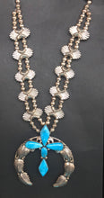 Load image into Gallery viewer, Turquoise Sterling Silver Squash Blossom Necklace
