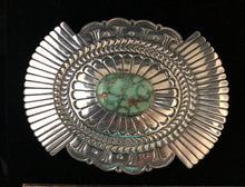 Load image into Gallery viewer, Turquoise sterling silver belt buckle
