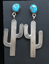 Load image into Gallery viewer, Turquoise Sterling Silver Cactus Earrings
