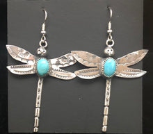 Load image into Gallery viewer, Turquoise and Sterling Silver Dragonfly Earrings

