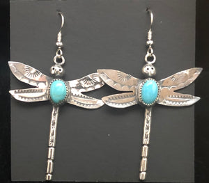 Turquoise and Sterling Silver Dragonfly Earrings
