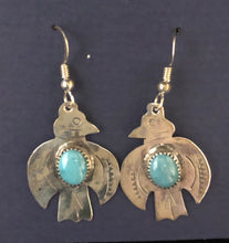 Load image into Gallery viewer, Turquoise sterling silver Thunderbird earrings
