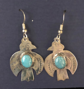 Turquoise sterling silver Thunderbird earrings